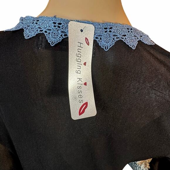 NWT Hugging Kisses Black Mesh Lace Embellished Top SZ XL Whimsigoth Gothic Glam - Picture 11 of 16